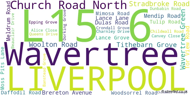 A word cloud for the L15 6 postcode